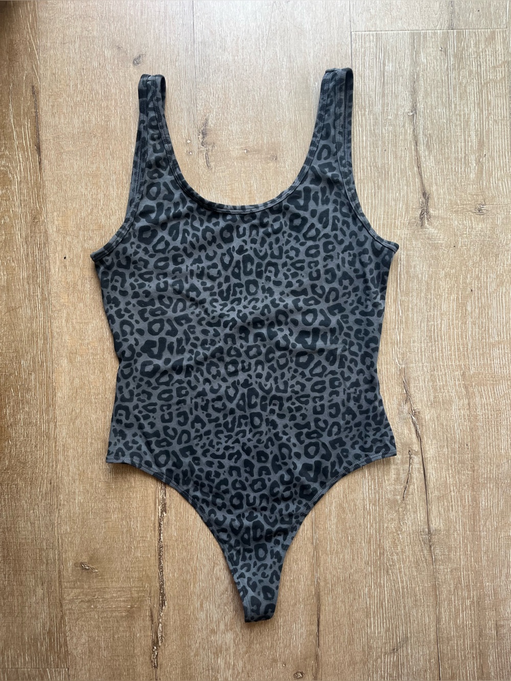 TNA Black gray Leopard Print One-Piece bodysuit cotton
